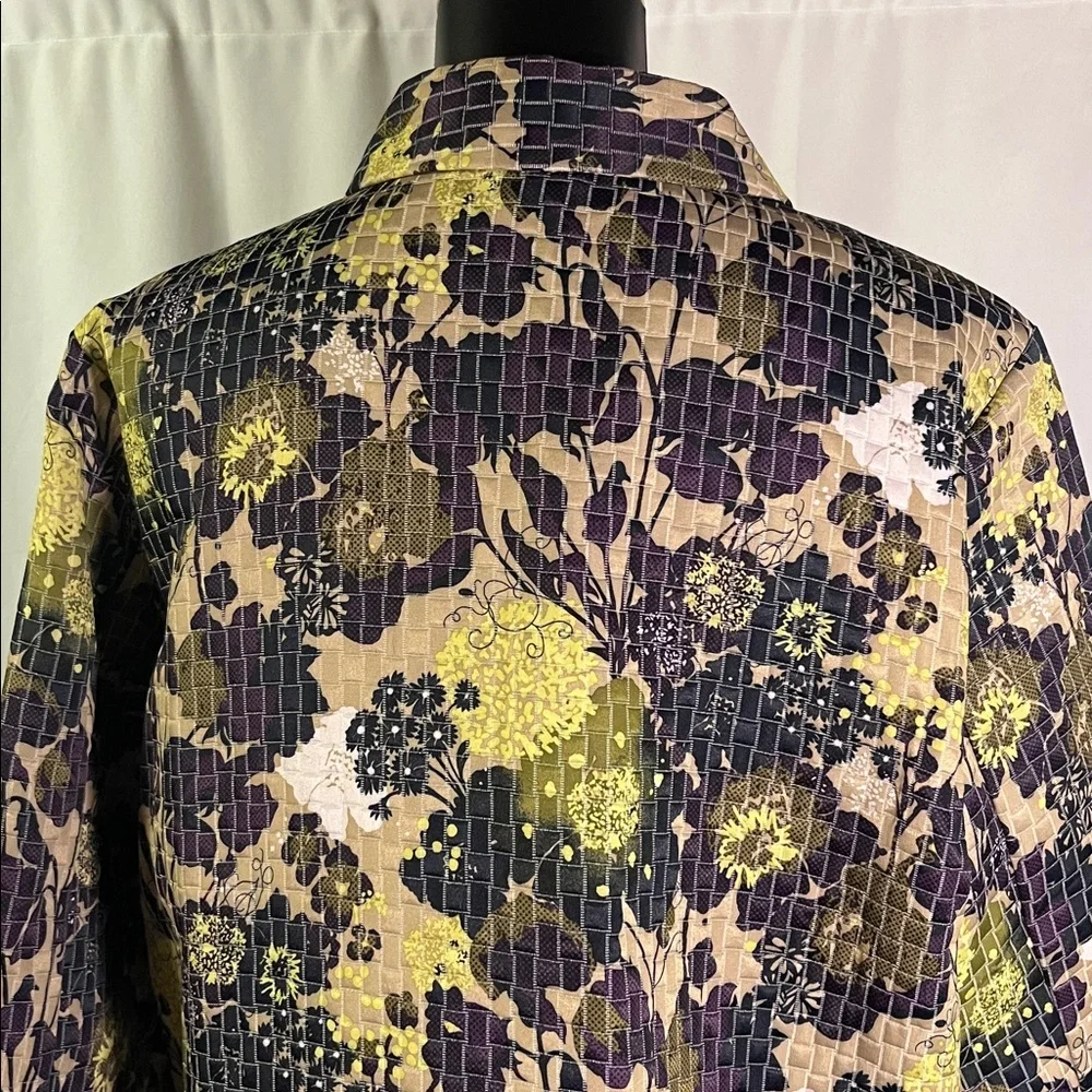 Christopher & Banks Multicolor Floral Print 3/4 Sleeve Button Front Jacket - Picture 10 of 16
